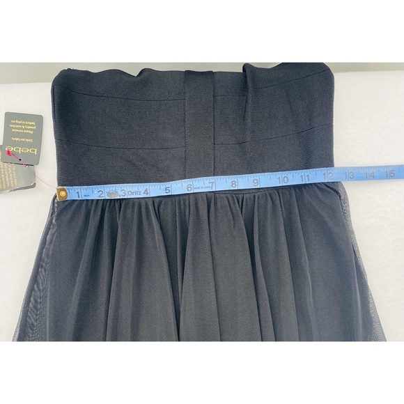NWT Bebe 2-Fer Black Bandag/ Bodycon  Handkerchief Skirt Cutout Dress - Picture 15 of 15